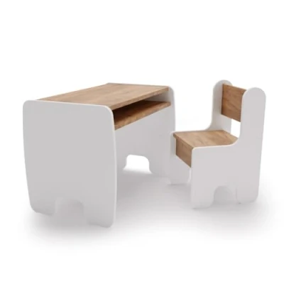 Image de KOBI Ensemble Table + 2 chaises pour Chambre d&#039;enfant Enfants Filles et garçons Tableau de Peinture des (Table 1 Chaise Blanc/chêne doré)