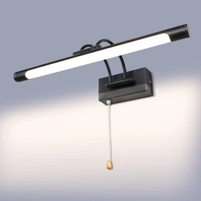 Image de TYhogar LED 8W IP44 Miroir Applique Murale Éclairage De Salle Bain Noir Mat Intérieur Avec Interrupteur 40cm 3000K Appliques Pour Tableaux et Vitrines Bras Réglable Lampes Lecture