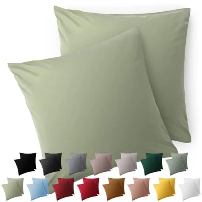 Image de Blumtal Taie Oreiller 50x50 Lot de 2 Housse Coussin Microfibre Taies d&#039;oreillers avec Fermeture éclair, certifiée Oeko Tex, Extra Douce et Lavable Vert Olive