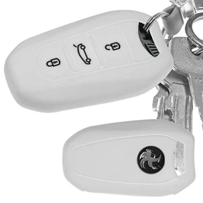 Image de Key Silicon Soft Case Cover Housse de Protection Blanc Compatible avec Citroen C4 DS4 DS6 DS5 Peugeot 208 508 2008