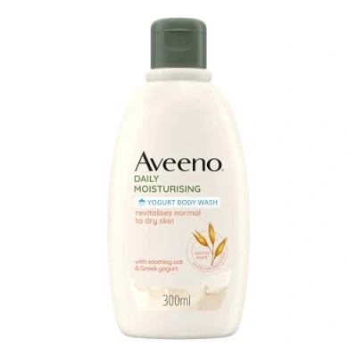 Image de Aveeno Daily Moisturising Salle de Bain douche au yaourt, hydratant sans savon, à l&#039;abricot et miel, pour peaux sensibles l&#039;avoine yaourt grec 300 ml