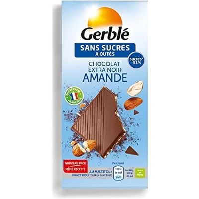 Image de Gerblé Chocolat Extra Noir Amande Sans Sucres Ajoutés 80g (lot de 3)