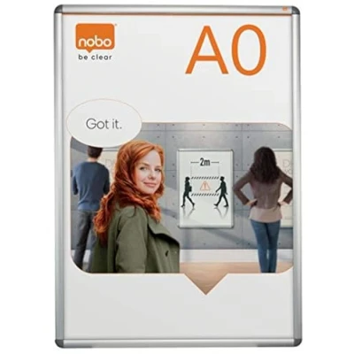 Image de Nobo Porte Affiche A0 Mural avec Cadre Clipsable en Aluminium, Façade Revêtement Anti Reflet, Premium Plus, Argenté, 1902208
