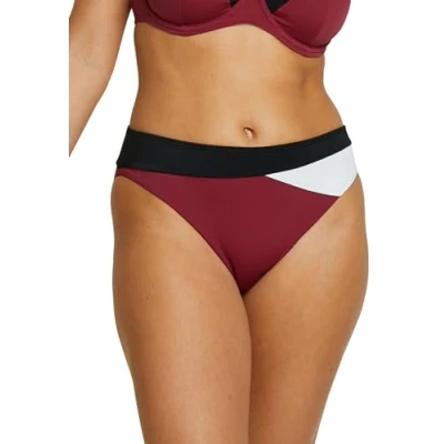 Image de SANS COMPLEXE, Maillot de Bain, Culotte Taille Médium, Modèle Beyond The Beach, Colorblock Prune, 38