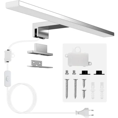 Image de Aogled Lampe Miroir Salle de Bain 40cm avec Interrupteur,10W Applique Blanc Froid 6500K＆820LM IP44 étanche,230V LED Classe II