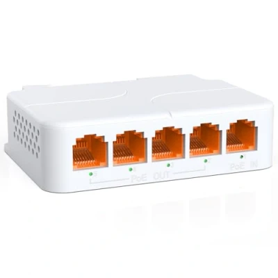 Image de PoE Extender 1 in 4 Out, NICGIGA 5 Port 802.3af/at/BT Waterproof Repeater, Vlan, Extend 100 Meters(328 ft), Power Over Ethernet Splitter.