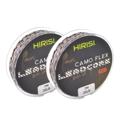 Image de Hirisi Tackle 35LB 7M Matériel de pêche à la Carpe Leadcore 3 Lignes Fils tressés en Couleurs, Paquet 2 (Camo Brown)