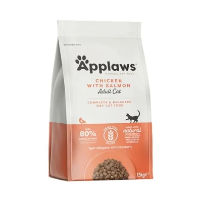 Image de Applaws Complete Natural Nourriture Sèche Poulet avec Extra Saumon pour Chats Adultes 7,5kg Sac Refermable