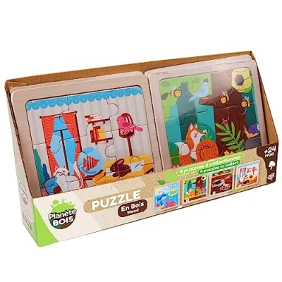 Image de PLANETE BOIS Puzzle Bébé Animaux Jeu Éducatif Première Réflexions 052465A, 052465A