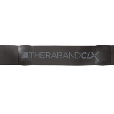 Image de Theraband Bande Élastique d&#039;Exercice Clx avec Boucles Consécutives, Professionnelle sans latex pour la Kinésithérapie, 2, 5 M Prédécoupés, 11 Boucles, Noir, Résistance de 33 Kg à l&#039;Étirement