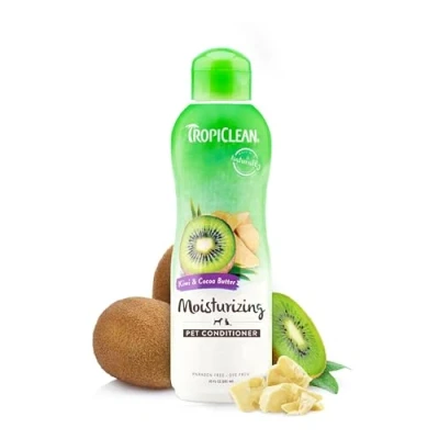 Image de TropiClean Après shampoing pour chien hydratant contre les allergies et démangeaisons Dérivé d&#039;ingrédients naturels Utilisé par toiletteurs Beurre de kiwi