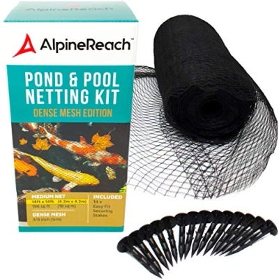 Image de AlpineReach 4,5m x Filet pour Bassin à Koï Noir, Couverture en Mailles Fines Protège Les Poissons des Oiseaux, Chats, Prédateurs, UV Réutilisable, Piquets Inclus