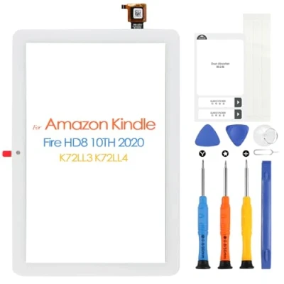 Image de Écran Tactile pour Amazon Kindle Fire HD8 10e K72LL3 K72LL4 génération 2020 avec kit de réparation, Blanc (Pas écran LCD)
