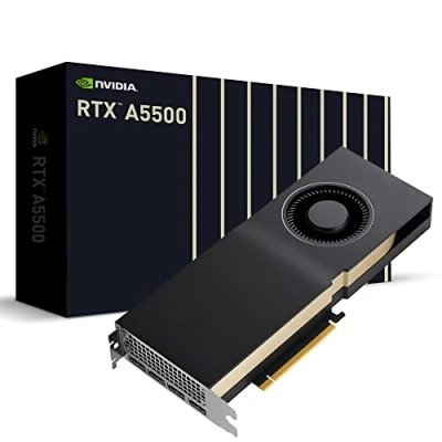 Image de PNY NVIDIA RTX A5500 Carte Graphique Professionnelle 24 Go GDDR6 PCI Express 4.0 x 16, Double Slot, 4 Ports DisplayPort, Support 8K, Ventilateur Actif Ultra Silencieux, 13659239000