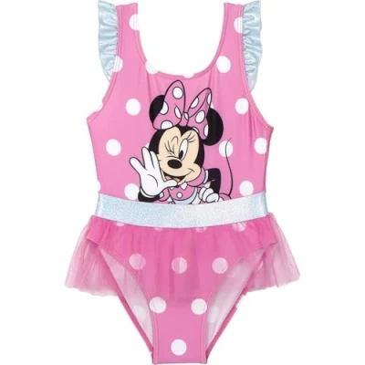 Image de Maillot de bain Minnie Mouse Rose et Blanc Taille 7 ans fille 85% Polyester 15% Elasthanne 210 gsm Séchage rapide Produit Original Fabriqué en Espagne