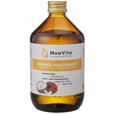 Image de MeaVita Huile de Noix Coco Fractionnée en Bouteille Verre avec Pompe 500 ml