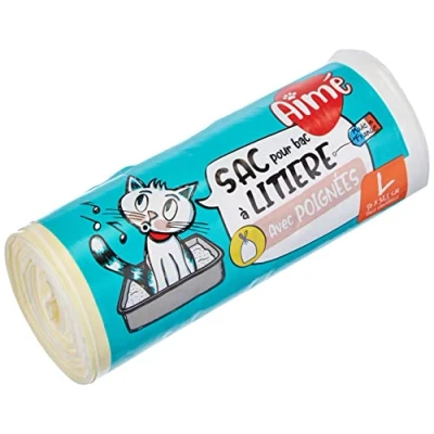 Image de Aimé Sacs Hygièniques pour Litière Chat x8 Format Universel 50x38.5 cm Bac à avec Poignées Refermables le Bien Être de votre