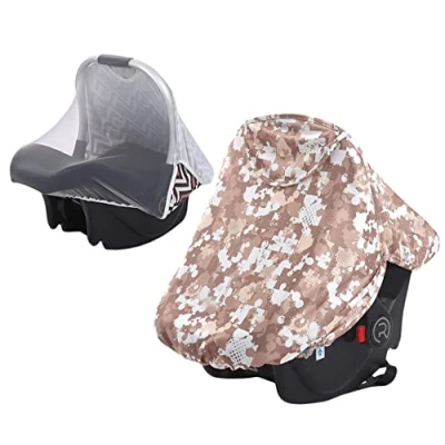 Image de 2 in 1 Universalle Dais pour siège auto Capote Bébé Moustiquaire Cosy Hoody auvent de protection solaire porte bébés Bloque 99% des UV compatible avec Maxi Cosi, Joie, Cybex, etc
