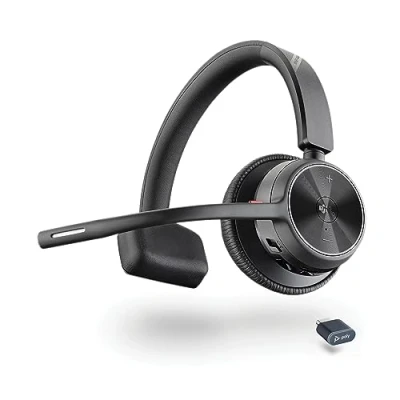 Image de Micro casque sans fil Poly Voyager 4310 UC Bluetooth monaural avec perche de microphone antibruit Connexion à un PC/Mac/Téléphone portable via Fonctionne Teams, Zoom