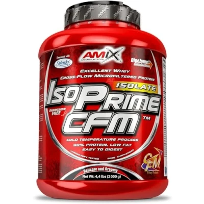 Image de AMIX IsoPrime CFM Isolat de protéine lactosérum pour la récupération musculaire et l&#039;augmentation masse, faible teneur en lactose graisses, avec enzymes digestives, Vainille 2 kg