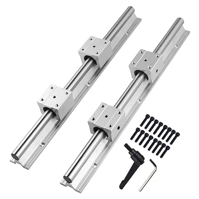 Image de CNCYEAH rail de guidage linéaire, 2 pièces SBR20 linéaire 1200 mm jeu glissières à roulement avec arbres et 4 blocs SBR20UU Pour imprimante 3D