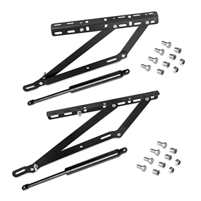 Image de Emuca Jeu de mécanismes levage pour lits canapé, Système latéral 90 cm, Peint en noir, Acier