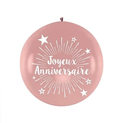 Image de Ballon geant 100cm &quot;&quot;joyeux anniversaire&quot;&quot; rose dore