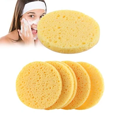 Image de 20 PCS Éponges de Visage Nettoyantes Naturelles Éponge Nettoyante Douce Ronde Eponge Demaquillante Naturelle Réutilisable à Rond pour Nettoyage Visage, Démaquillage (Jaune)