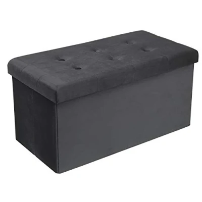 Image de WOLTU Banc de Rangement en Velours, Tabouret Pouf Pliable Cube Coffre Rangement, Repose Pieds Capacité Charge 300 kg, 80 L 76x37,5x38 cm Rose