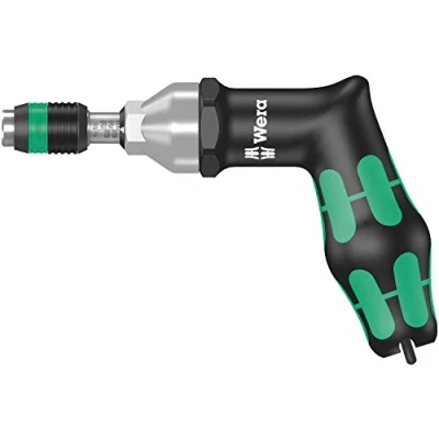 Image de Wera 05074712001 7447 Kraftform manche « pistolet », Tournevis dynamométrique réglable avec mandrin à serrage rapide Rapidaptor, 1/4 pouce, 25,0 55,0 in. lb., Noir/vert
