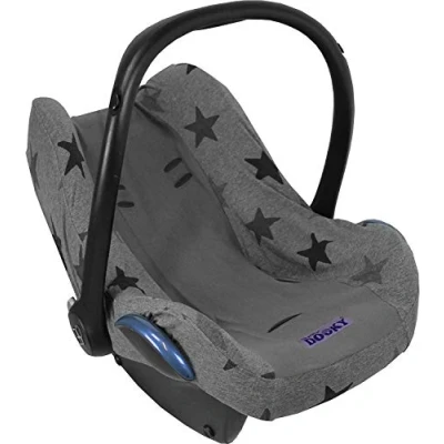 Image de Dooky Seat Cover 0+ Grey Stars Housse de siège auto (pour Système Ceinture 3 et 5 Points, pour la Tranche d&#039;âge 0+, Convient à Plupart des Marques), Gris