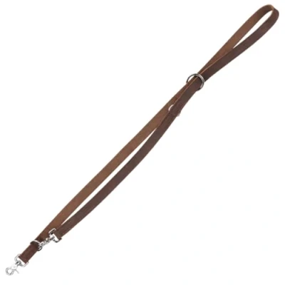 Image de TRIXIE Rustic V 19002 Laisse réglable en Cuir Gras pour Chien au Design Classique Marron foncé 2 m x 20 mm