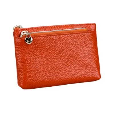 Image de HXT OAK Portefeuille en Cuir avec Porte clés Petit Monnaie Mini à Fermeture éclair Forme de cœur 3 Compartiments pour Billets et Cartes Brun