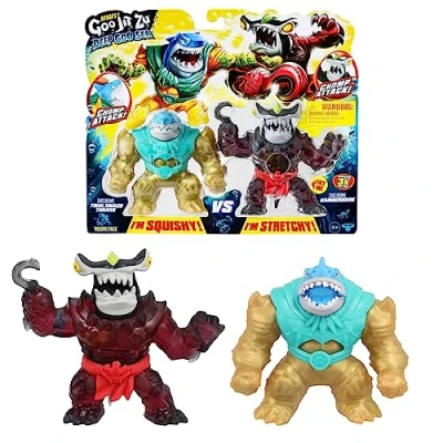 Image de Heroes Of Goo Jit Zu Deep Sea Coffret duel de 2 figurines! Tidal Smash Thrash VS Hammerhook exclusif. Fais s’affronter tes figurines super souples et élastiques sans plus attendre!