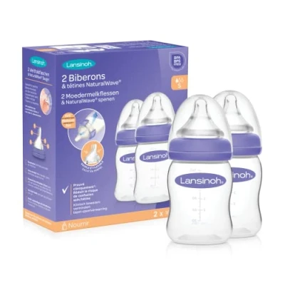 Image de Lansinoh I Biberon PP Natural Wave 2x160 Ml, Transparent