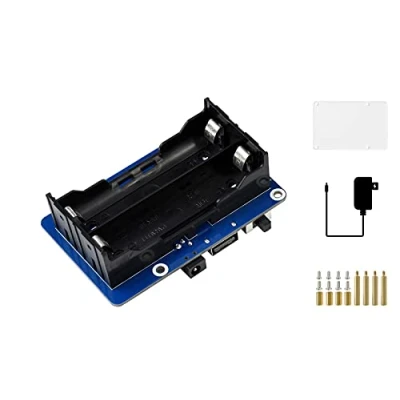 Image de Waveshare UPS Hat 5V Alimentation sans Interruption pour Raspberry Pi 4B/3B+/3B, Jusqu&#039;à 5A Courant, Pogo Pins Connecteur, Régulateur Embarqué et Circuits de Protection Multi Batteries, I2C Bus