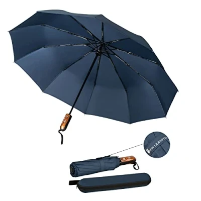Image de VON LILIENFELD® Parapluie de Poche Pliant Bleu Foncé Revêtement en Teflon Résistant au Vent à Tempête Ouverture et Fermeture Automatique Légèrement Stable Clark