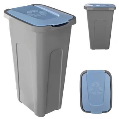 Image de KADAX Poubelle pour tri des déchets, 30 l, robuste, avec couvercle à rabat hermétique, système de en plastique (1, bleu)