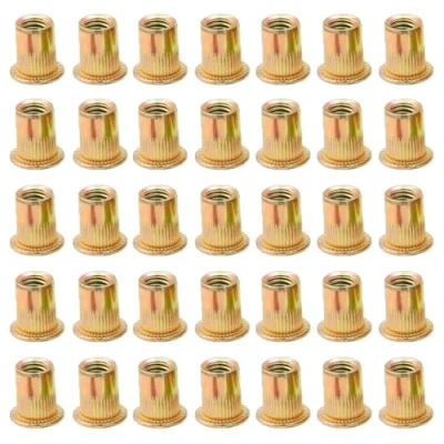 Image de LCOUACEO Écrou à Rivet m8 Fileté Tête Plate 120 Pièces Écrous Riveter Fileter en Acier au Carbone Zingué, Insert pour Métal Plastique (14mm x 18mm)