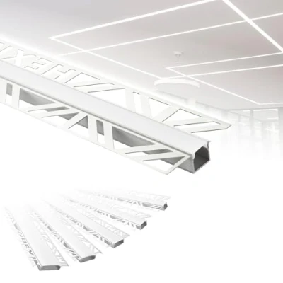Image de HEXIM Profilés LED Aluminium, Profilé encastré sous cloison sèche avec couvercle opale, Largeurs variées (2 Mètres, 12mm Largeur lumineuse) en aluminium