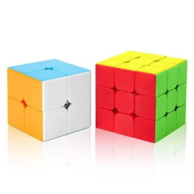 Image de ROXENDA Speed Cube Set, de Vitesse 2X2 3X3 Magique Original avec Instruction(Stickerless)