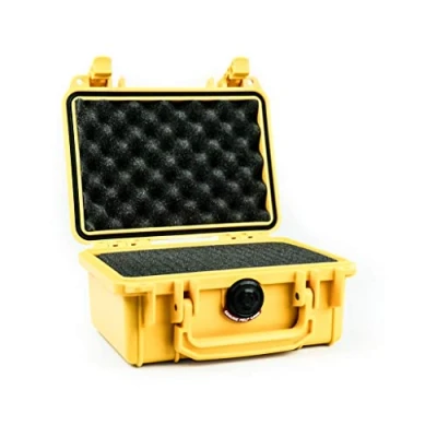 Image de PELI 1120 valise professionnel antichoc, étanche IP67, capacité de 2L, fabriquée aux États Unis, avec insert en mousse personnalisable, jaune