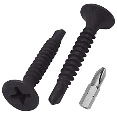 Image de SKIR&#039;CO (400 pièces) Noir Finition phosphate 3,5 x 25 mm Vis auto perceuses pour cloison sèche Filetage fin Tête fraisée