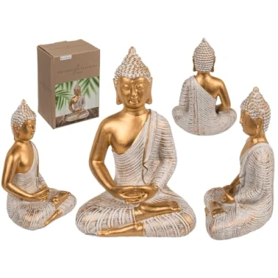 Image de Out of the blue Figurine décorative Bouddha, Environ 11 x 9 16,5 cm, en polyrésine, dans Un Coffret Cadeau