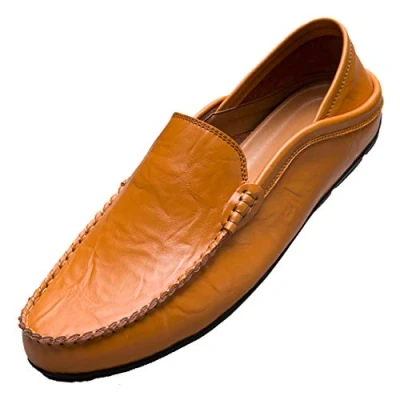 Image de Unitysow Mocassins Homme Cuir Slip on Penny Loafers LéGèRes Confort Chaussures de Conduite Plat Décontractées,Jaune,EU 46