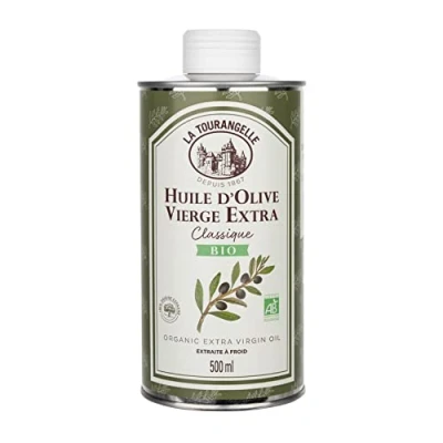 Image de la Tourangelle Huile d&#039;olive vierge extra bio classique 500ml équilibrée idéale pour cuisine du quotidien avec son mélange Arbequine et Picual, origine Andalousie