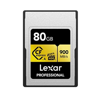 Image de Lexar LCAGOLD080G RNENG Carte mémoire Professionnelle CFexpress Type A Gold Series 80 Go jusqu&#039;à 900 Mo/s en Lecture vidéo 8K Qualité cinéma VPG 400