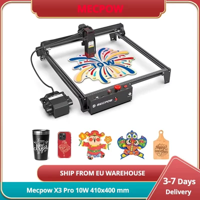 Image de Machine de gravure laser Mecpow X3 Pro 10W avec assistance pneumatique réglable, verrouillage sécurité, arrêt d&#039;urgence, détection flamme