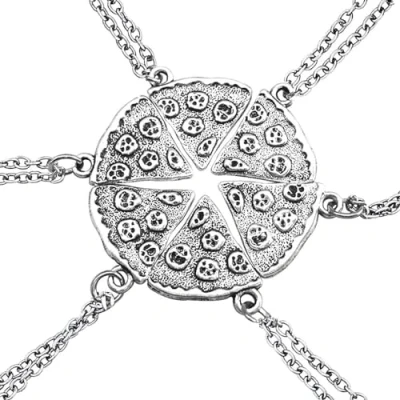 Image de EQLEF Colliers Pendentif Pizza, Argent en Alliage Ensemble de Motif Pizza Cadeau Parfait d&#039;amitié 6