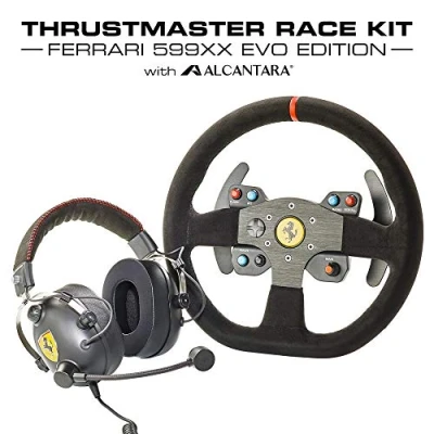 Image de Thrustmaster pack casque T.Racing Ferrari GT Edition +volant détachable réplique de la roue « 599XX EVO » en alcantara pour les fans compatible PC / PS4 Xbox One